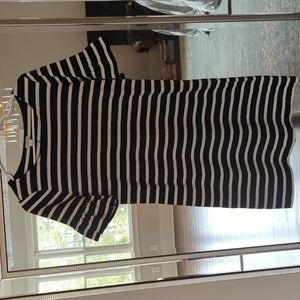 JCrew Factory XS flutter sleeve dress black white stripe